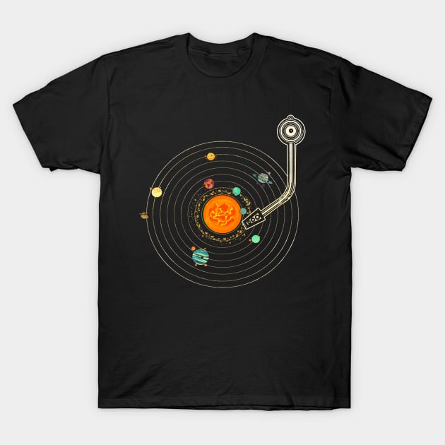 Solar System Turntable T-Shirt by Mila46